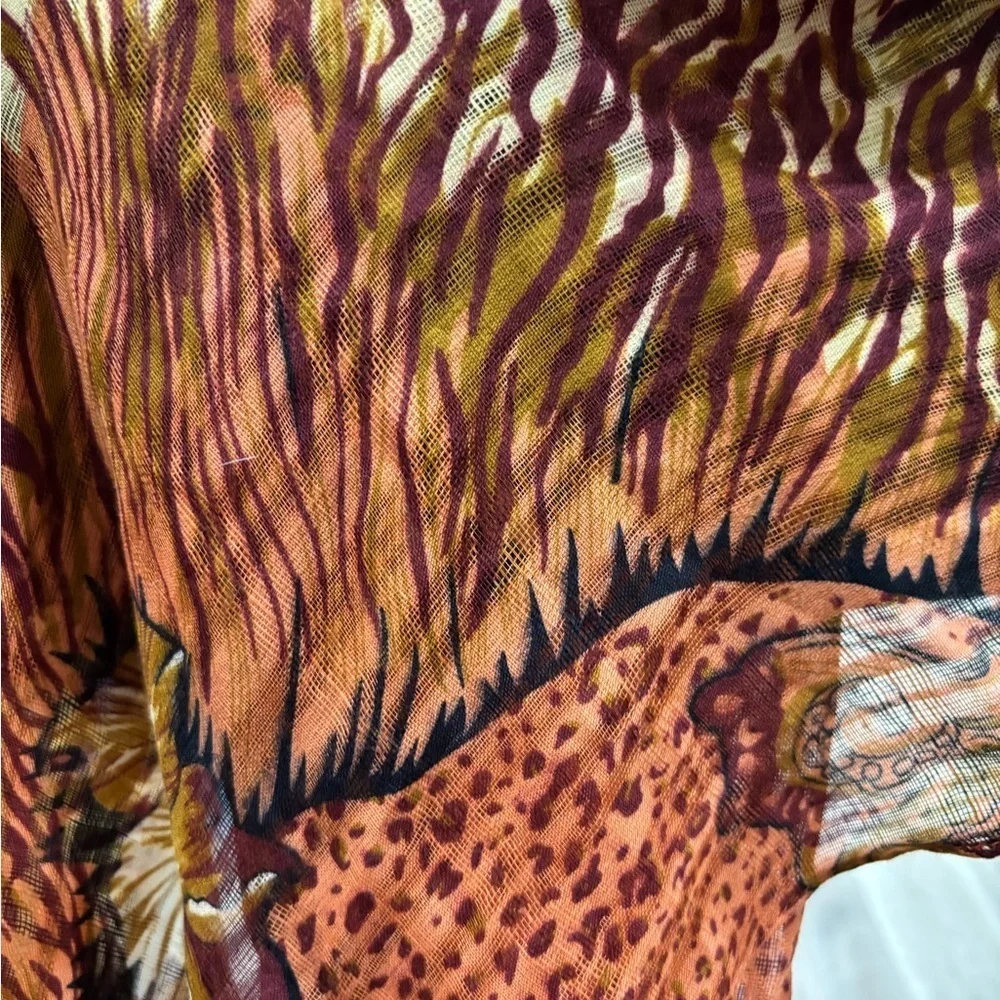 Elegant Animal/Floral Print Pashmina Cashmere/Silk Blend NWOT